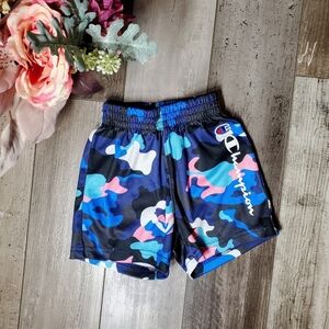 Champion Boys Athletic Shorts Blue Pink White Black Camo Size 2T Toddler Boy EUC